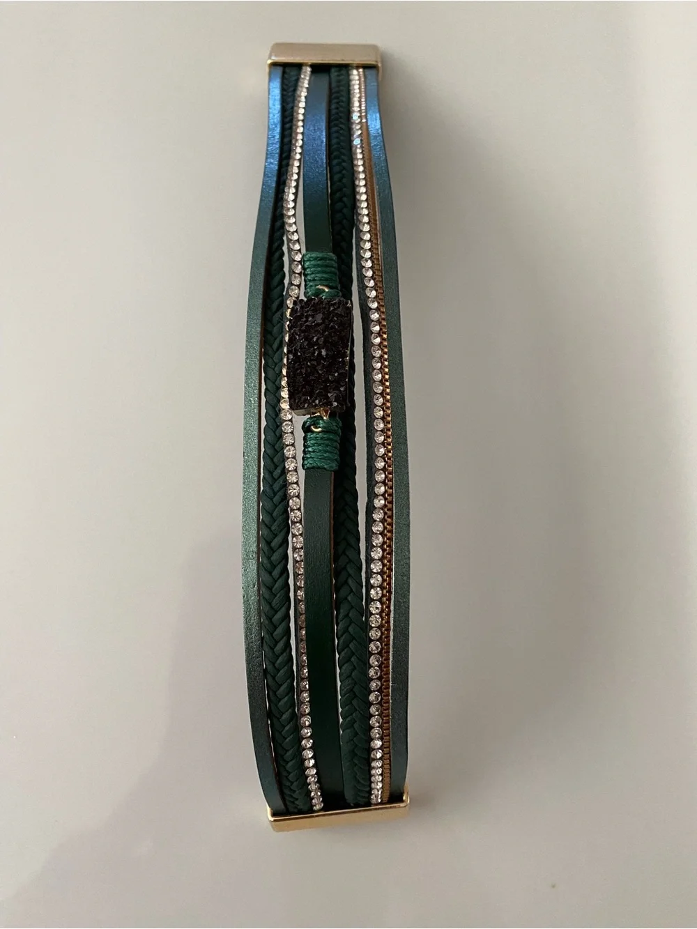 Green Multi-Strand Druzy Wrap Bracelet